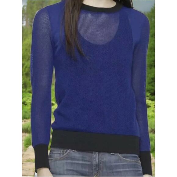 50% OFF NWT Rag & Bone Shea Pullover L/S Sleeve Sweater Royal Blue & Black Small - Picture 3 of 7